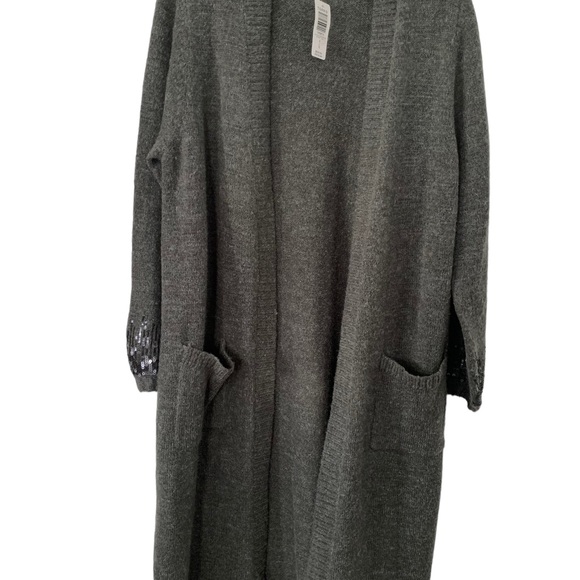 Torrid Cardigan Duster Open Front Gray Long Sweater with Pockets Size 0 L 12 - Picture 2 of 7